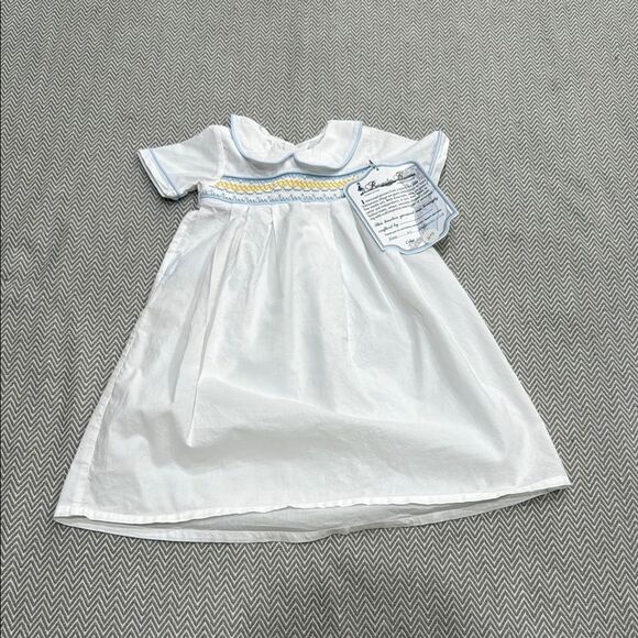 Remember Nguyen White Dress with Blue and Yellow Accents - Picture 2 of 7